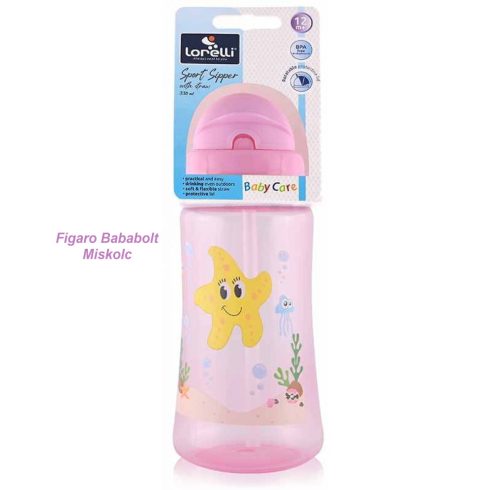 Baby Care Ocean szívószálas sportitató 330 ml - pink