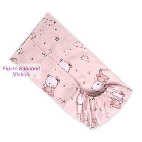 Lorelli gumis lepedő 60x120 + 15cm - Pink Ballerina Bear