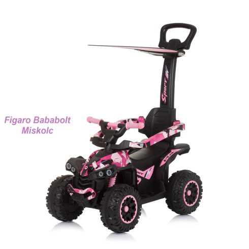 Chipolino ATV bébitaxi tolókarral és kupolával - White/pink