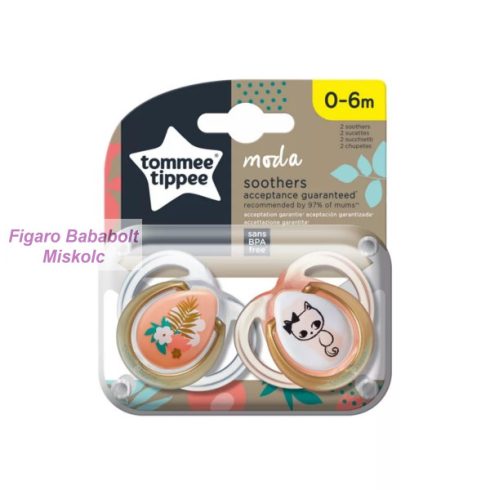 Tommee Tippee Moda játszócumi 0-6 hó 2 db "cica&virág"