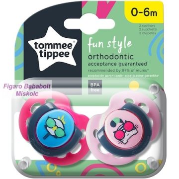   Tommee Tippee Fun Style játszócumi 0-6 hó 2 db "cica-madár"