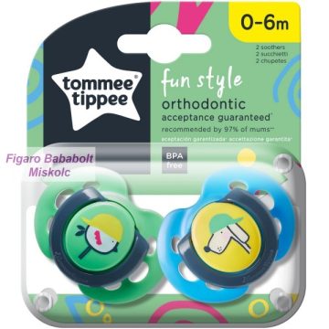   Tommee Tippee Fun Style játszócumi 0-6 hó 2 db "kutya-madár"