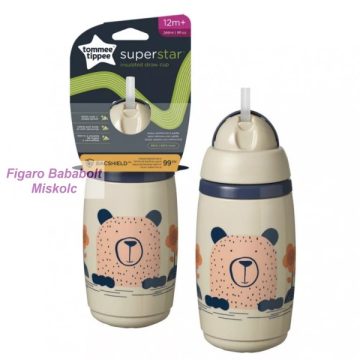   Tommee Tippee Superstar szívószálas hőtartó itatópohár 266 ml "bézs"